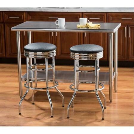 OVERTIME 30 In. Chrome Swivel Barstool, Black, 2Pk OV134422